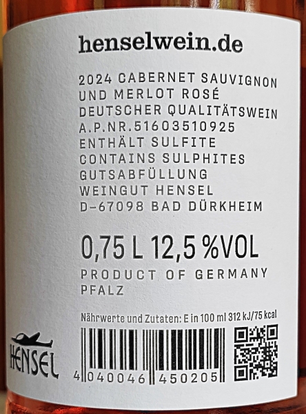 Hensel Aufwind cm Cabernet Sauvignon Merlot Rosé 2024 Roséwein trocken, QbA Pfalz, 0,75l